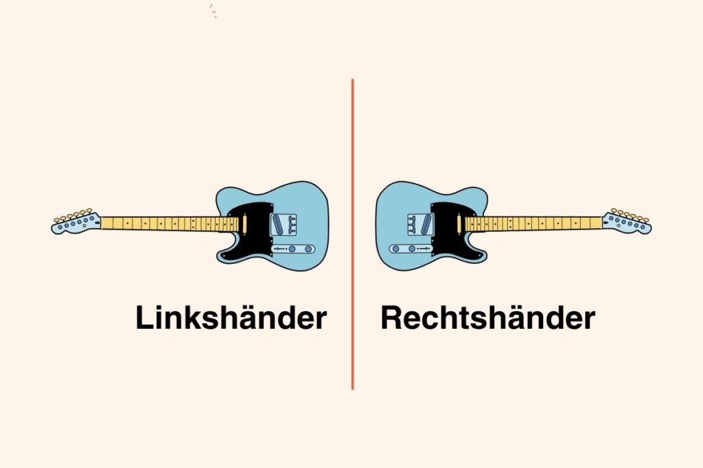 Unterschiede zwischen Linkshänder- und Rechtshänder Gitarren.